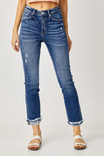 Load image into Gallery viewer, Risen High-Rise Frayed Cuffed Straight Jeans