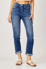 Load image into Gallery viewer, Risen High-Rise Frayed Cuffed Straight Jeans