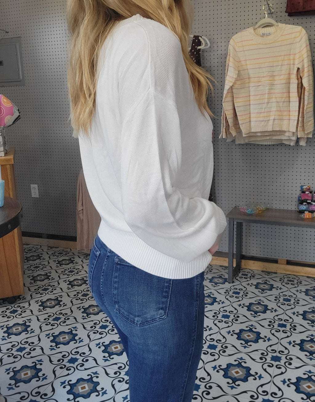 White Floral Sweater