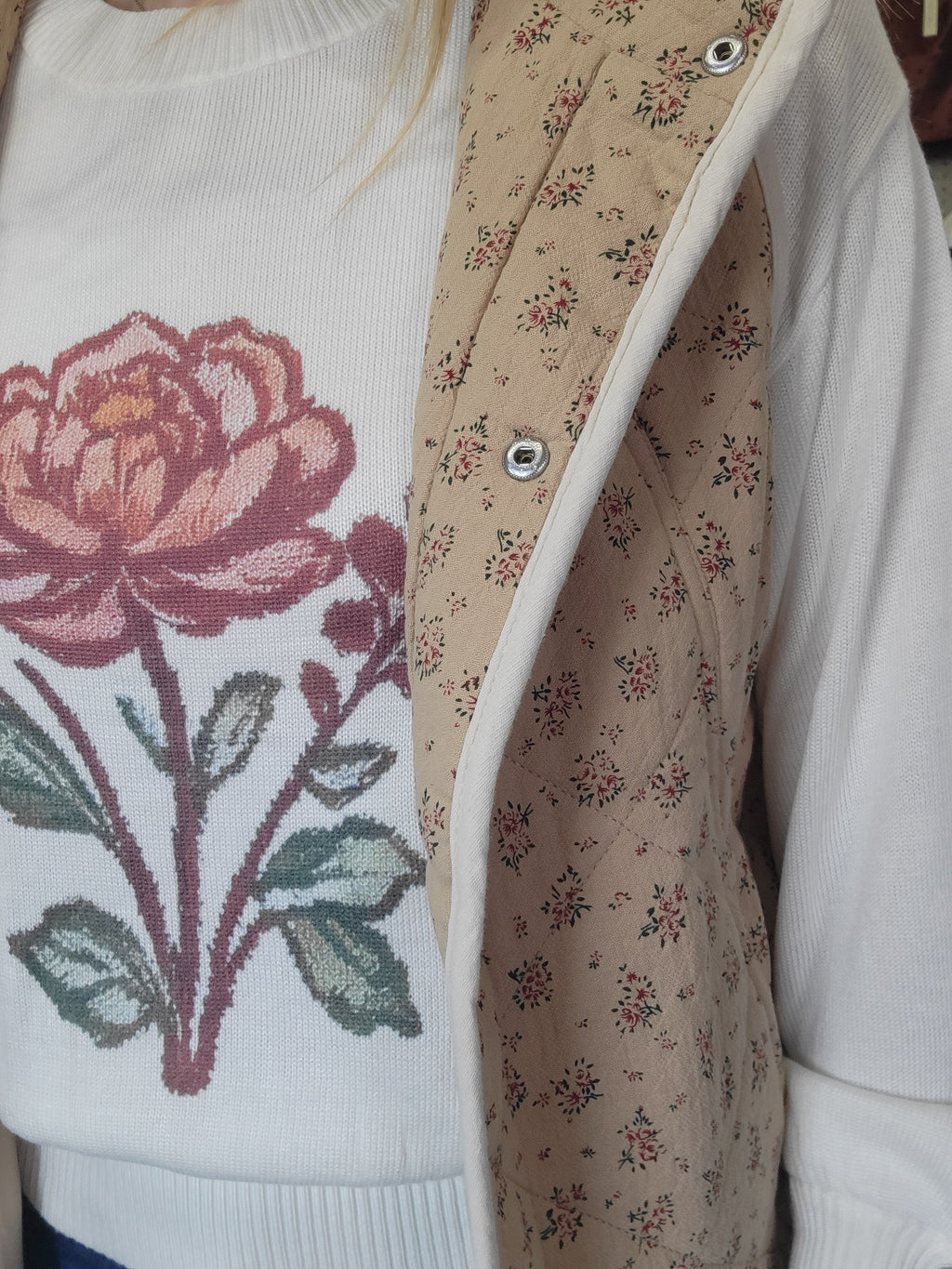 White Floral Sweater