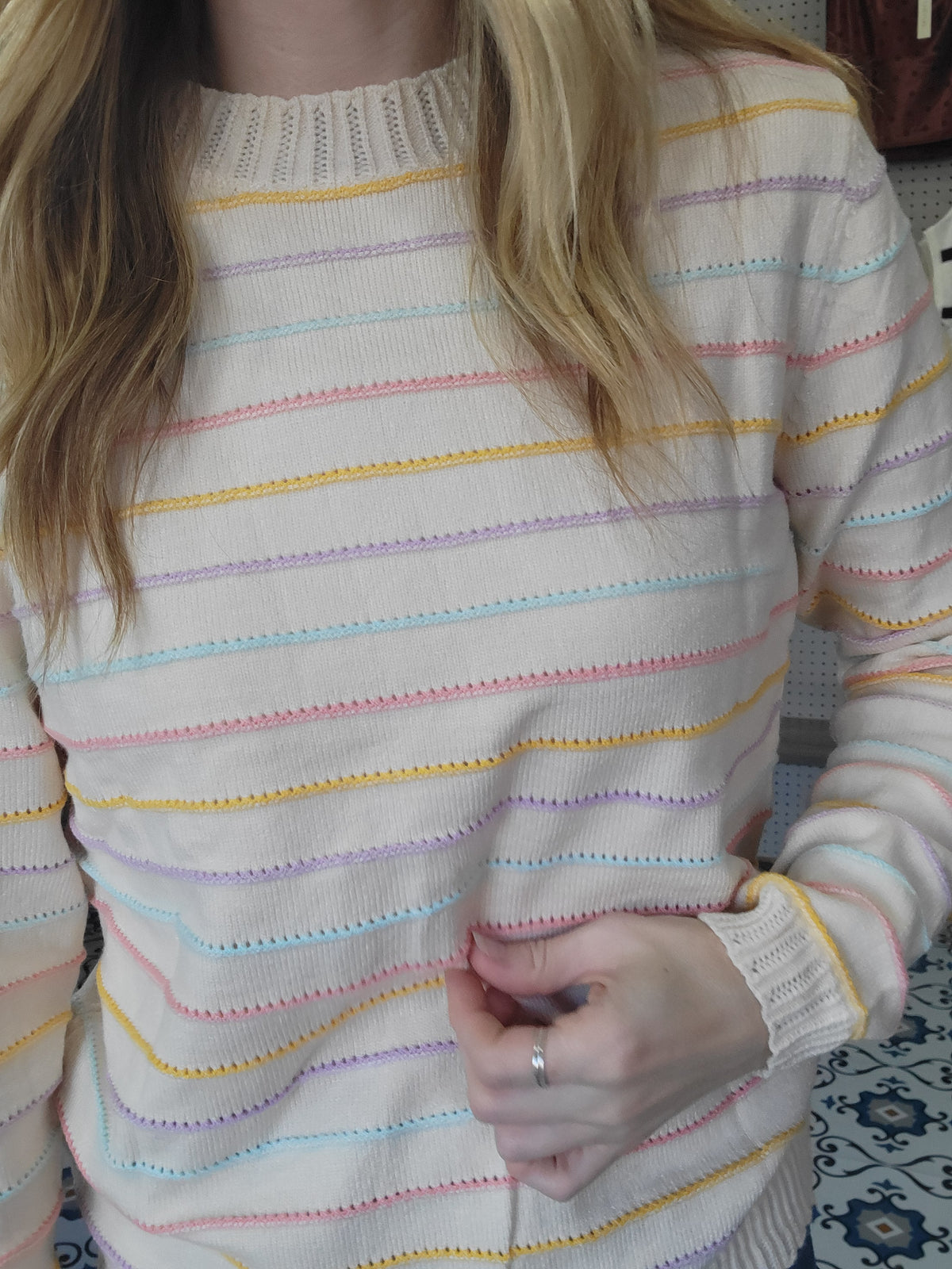 Cream Striped Sweater