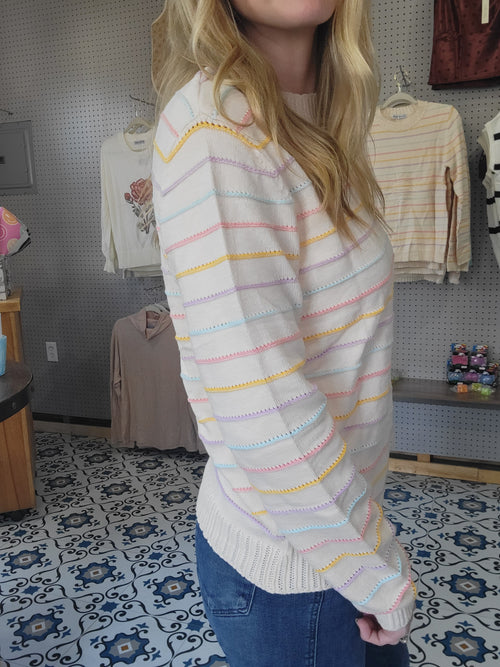 Cream Striped Sweater