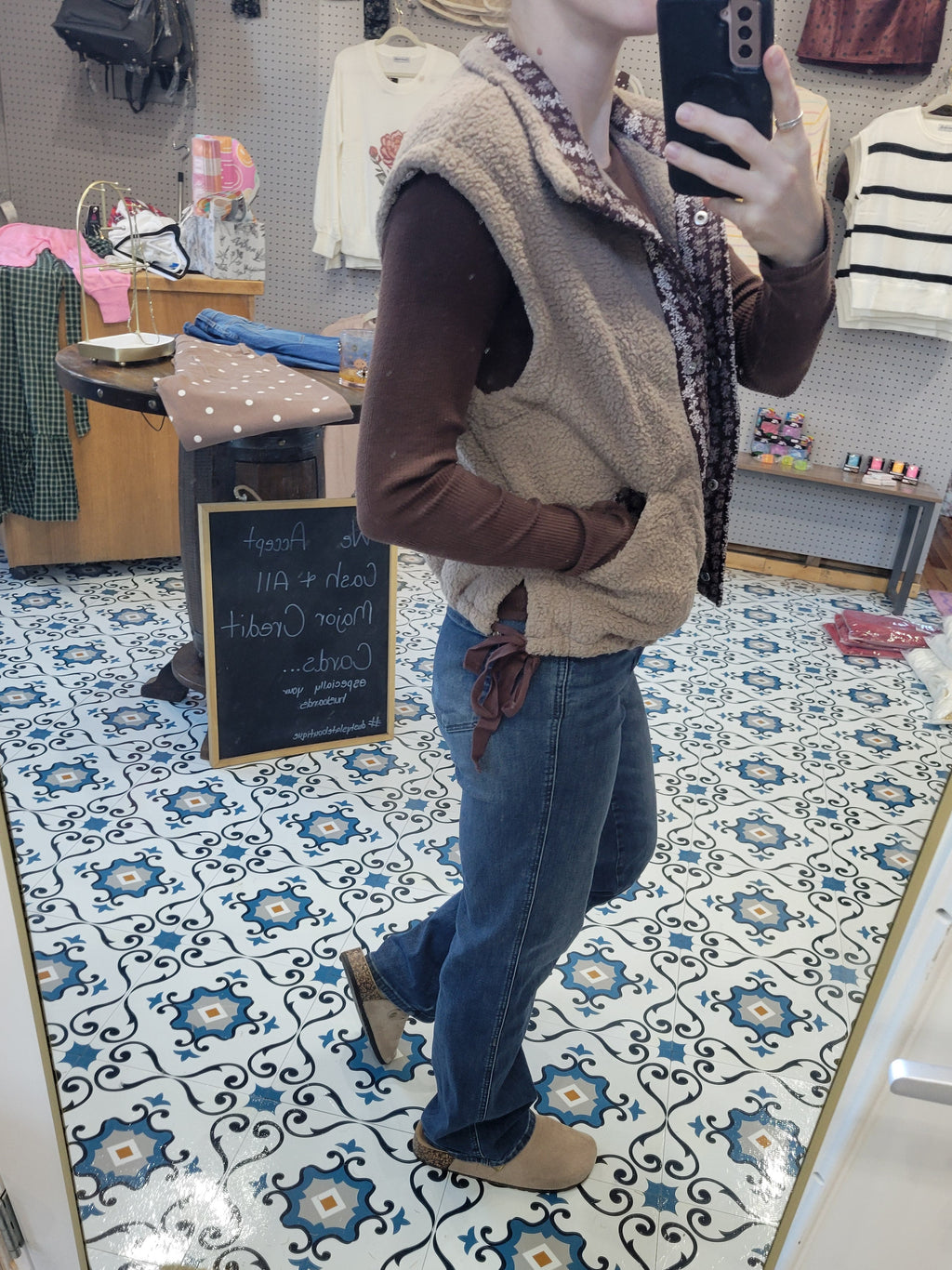 Sherpa Fleece Vest With Side Bow Detail