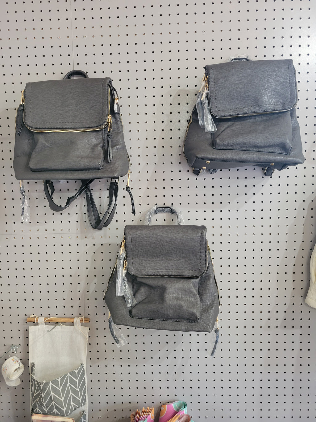 Faux Leather Gray Backpack