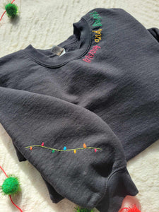 Merry and Bright Hand Embroidered Crewneck Sweatshirt