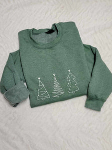 Hand Embroidered Christmas Tree Crewneck Sweatshirt