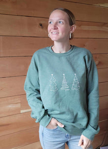 Hand Embroidered Christmas Tree Crewneck Sweatshirt