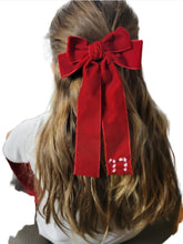 Load image into Gallery viewer, Candy Cane Hand Embroidered Bow