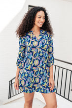 Load image into Gallery viewer, Lizzy Dress in Navy and Bright Paisley Floral