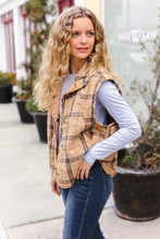 Load image into Gallery viewer, Layer Up Taupe Plaid Snap Button Quilted Puffer Vest