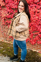 Load image into Gallery viewer, Layer Up Taupe Plaid Snap Button Quilted Puffer Vest